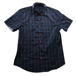 Mens Shirt Size 2XL Widowpane Short Sleeve Button Down Casual Navy Blue Travel